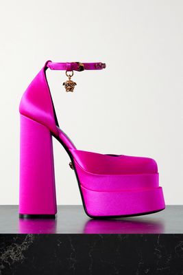 Versace - Medusa Aevitas Embellished Satin Platform Pumps - Pink