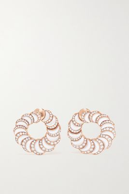 David Morris - Fortuna 18-karat Rose Gold, Mother-of-pearl And Diamond Earrings - one size