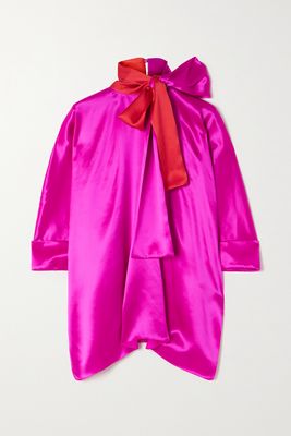 Halpern - Two-tone Silk-satin Top - Pink