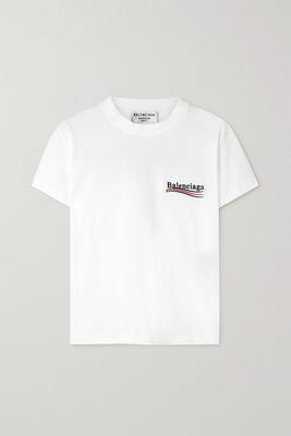Balenciaga - Flocked Cotton-jersey T-shirt - White