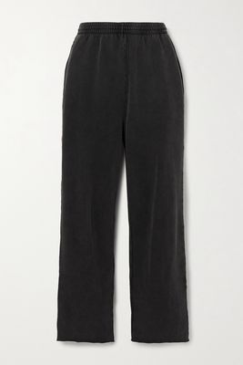 Balenciaga - Cropped Cotton-jersey Track Pants - Black