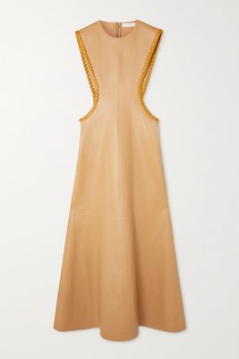 Chloé - Braided Cutout Leather Maxi Dress - Yellow