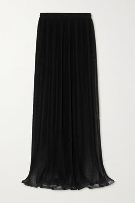 Givenchy - Ruffled Pleated Striped Crepon Maxi Skirt - Black