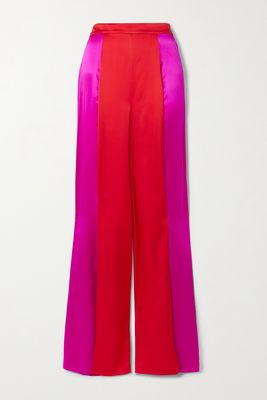 Halpern - Two-tone Silk-satin Wide-leg Pants - Pink