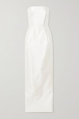 RASARIO - Strapless Duchesse Silk-satin Gown - White