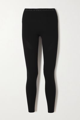 Balenciaga - Intarsia Stretch Modal-blend Jersey Leggings - Black
