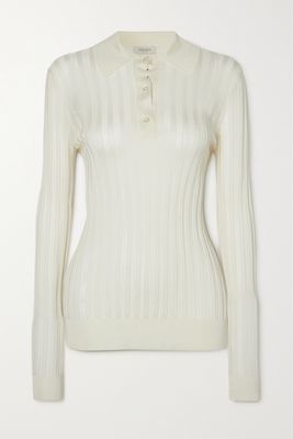 Giuliva Heritage - The Circe Ribbed Cotton Polo Sweater - Ivory
