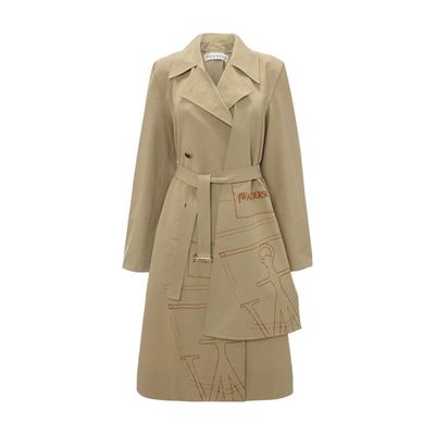 Logo Print Trench Coat