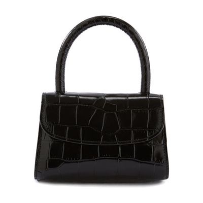 Mini Black bag in crocodile embossed leather
