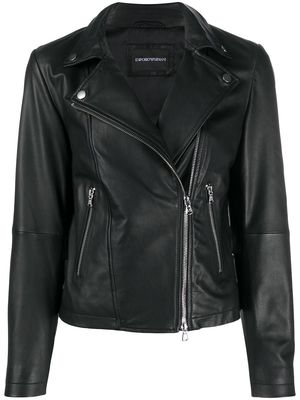 Emporio Armani zipped biker jacket - Black