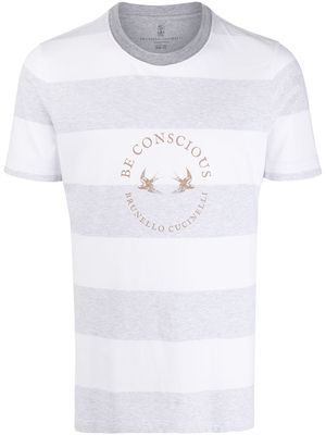 Brunello Cucinelli Be Conscious stripe T-shirt - Grey