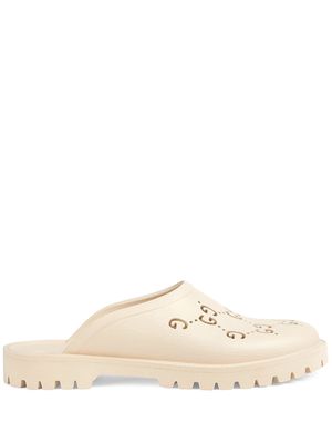 Gucci GG perforated slip-on sandals - White