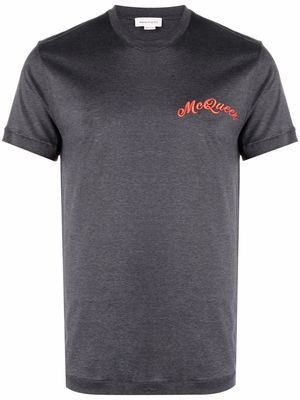 Alexander McQueen logo-embroidered T-shirt - Grey