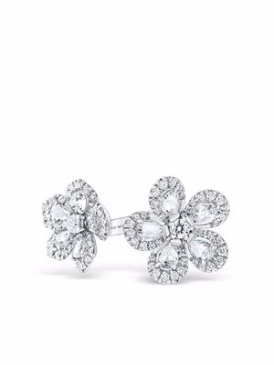 David Morris 18kt white gold Miss Daisy diamond double ring - Silver