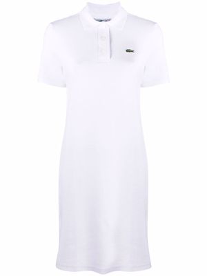 Lacoste logo-embroidered polo dress - White