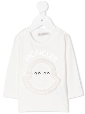 Moncler Enfant logo patch detail top - White