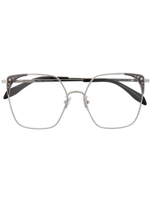Alexander McQueen Eyewear studded oversized frame glasses - Silver