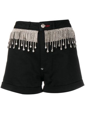 Philipp Plein crystal-fringed shorts - Black