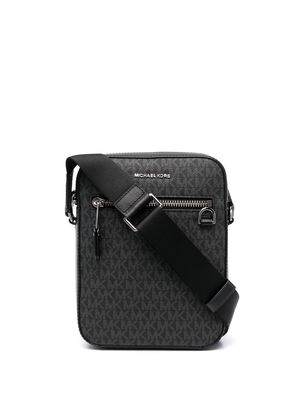 Michael Kors logo-monogram leather messager bag - Black