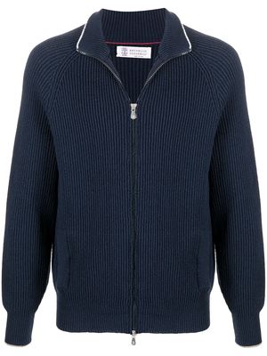 Brunello Cucinelli ribbed-knit long-sleeved sweater - Blue