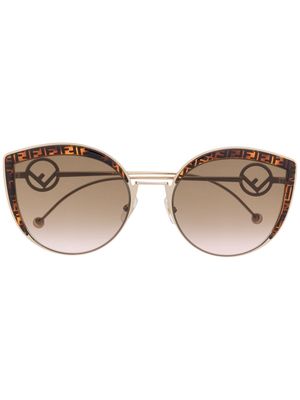Fendi Eyewear monogram round-frame sunglasses - Gold
