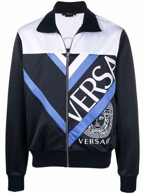 Versace V logo sports track jacket - Blue