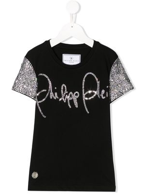 Philipp Plein Junior embellished sleeve T-shirt - Black