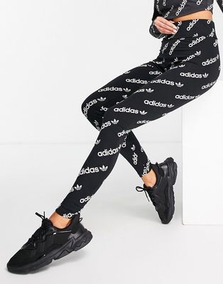 adidas Originals Logomania repeat logo leggings in black