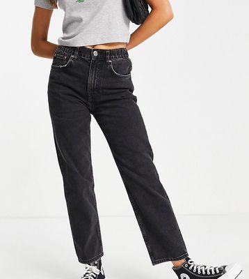 Pull & Bear Exclusive elasticated waist mom jean in black