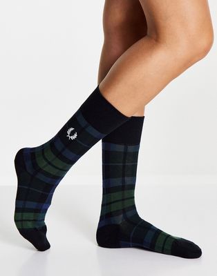 Fred Perry tartan socks in green