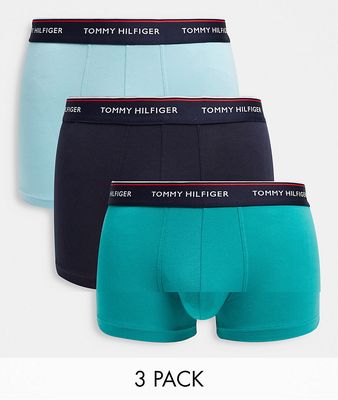 Tommy Hilfiger 3-pack trunks with contrasting logo waistband in navy