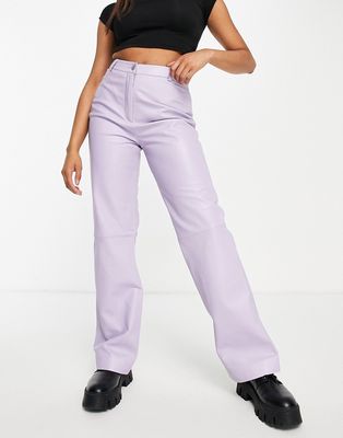 Muubaa high waist wide leg leather pants in lilac-Purple
