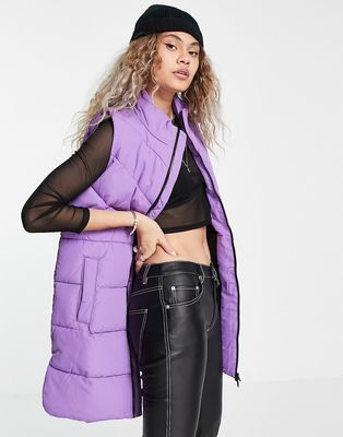 Noisy May longline padded vest in purple