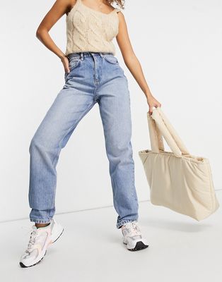 ASOS DESIGN High rise 'Slouchy' mom jeans in midwash-Blues