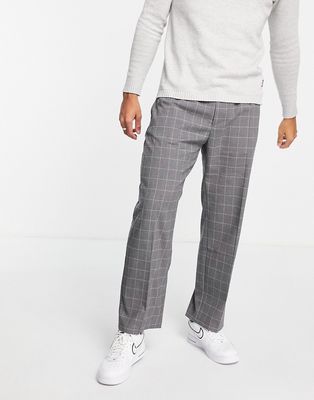 Pull & Bear wide leg pants in gray check