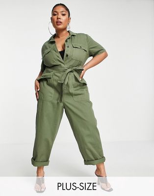 Madewell Plus utility overalls in sage green
