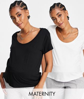 River Island Maternity t-shirt multipack in white