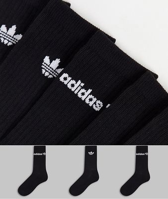 adidas Originals 3 pack crew socks in black