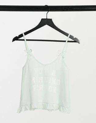 Outrageous Fortune sleepwear motif frilly top in green