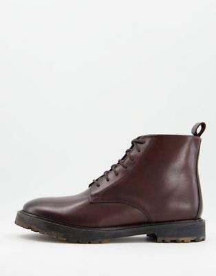 Walk London James camo sole lace-up boots in brown leather