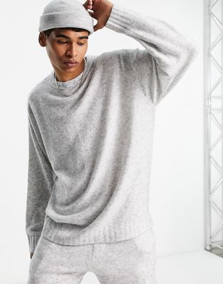 Topman oversized knit sweater in gray-Grey