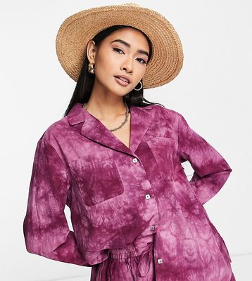 Fashion Union Exclusive long sleeve beach shirt in purple tie dye - part of a set