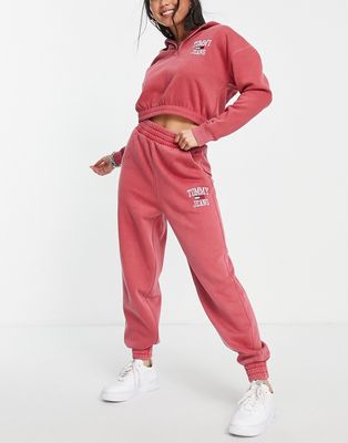 Tommy Jeans college logo baggy jogger in red - part of a set