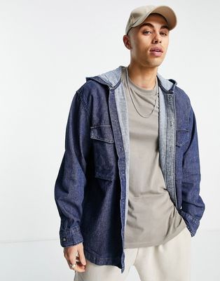 Levi's warm sutter hooded overshirt in navy