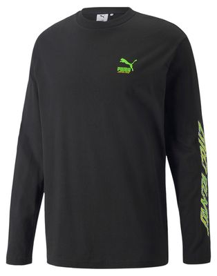 Puma x Santa Cruz graphic long sleeve t-shirt in black and lime green