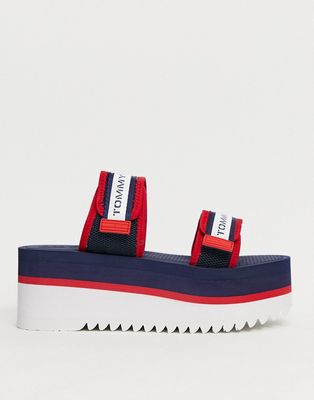 Tommy Hilfiger chunky tape sandals in navy