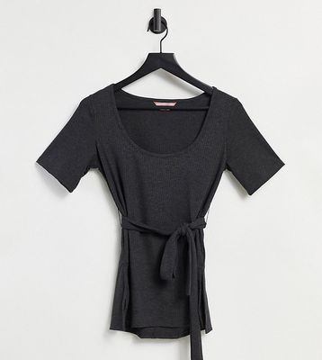 Catch Exclusive ribbed belted tunic in charcoal-Grey