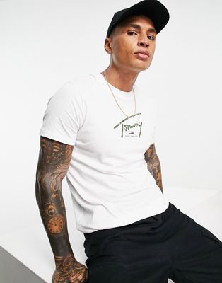 Tommy Jeans camo script flag logo t-shirt in white