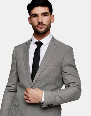 Topman skinny single breasted suit jacket in gray-Grey