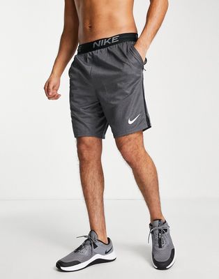 Nike Training Dri-FIT Knit Veneer shorts in black heather